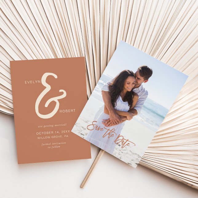 Terracotta Formal Photo Wedding Save the Date  Invitation (Creator Uploaded)