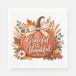 Terracotta Friendsgiving Paper Napkins, Grateful Napkin