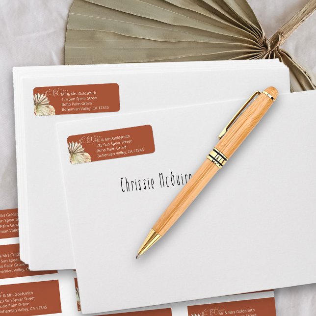 Terracotta Future Mr and Mrs Return Address (Return address labels from my Boho Palm Bridal Shower Collection)