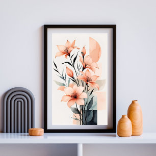 Terracotta Garden Harmony III – Modern Floral Wall Poster