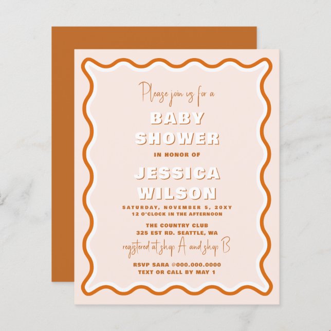 Terracotta Gender Neutral Baby Shower Invitation (Front/Back)
