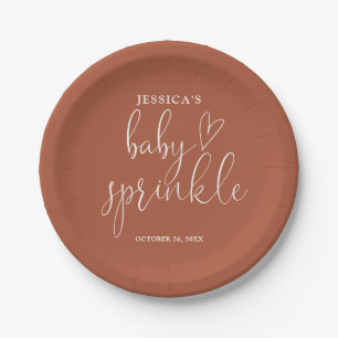 Terracotta Gender Neutral Baby Sprinkle Shower Paper Plate