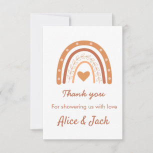 Terracotta Gender Neutral boho rainbow custom Thank You Card