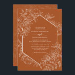 Terracotta Geometric Floral Wedding All In One Invitation<br><div class="desc">Terracotta Geometric Floral Wedding All In One Invitation Elegant colour and geometric design make this invitation stunning. This design features a rich terracotta background, a lovely floral botanical line-drawn sketch, and custom typography with a geometric border on the front. The reverse side features a beautiful floral tapestry and your wedding...</div>