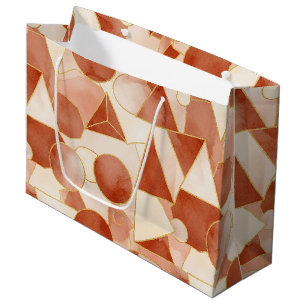 Terracotta Geometric - Gold Line Art Mosaic Large Gift Bag