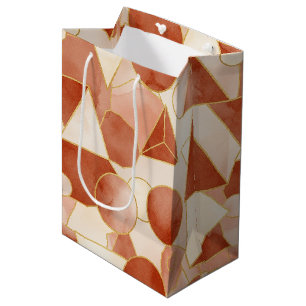 Terracotta Geometric - Gold Line Art Mosaic Medium Gift Bag