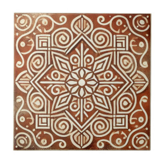 Terracotta Geometric Pattern Ceramic Tile