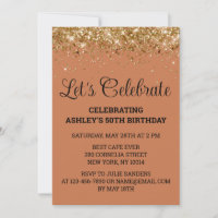 Terracotta Glitter 50th Birthday Let's Celebrate