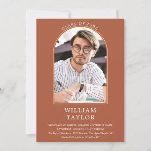 Terracotta Gold Arch Photo Graduation Party Invita Invitation