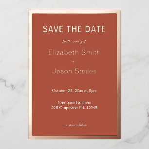 Terracotta Gold Border Wedding Save the Date
