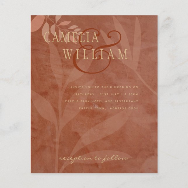 Terracotta Gold Fall Wedding Leaves Modern Flyer (Front)
