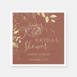 Terracotta & Gold Modern Floral Bridal Shower Napk Napkin