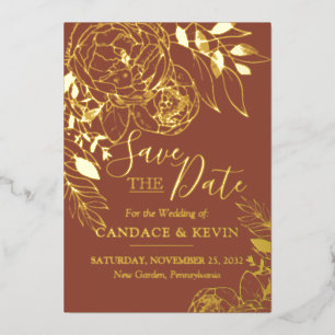 Terracotta & Gold Modern Floral Save the Date