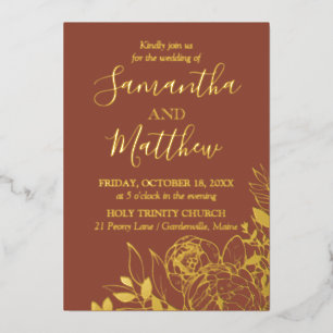 Terracotta & Gold Peony Modern Floral Wedding