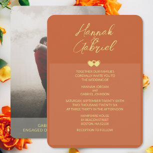 Terracotta Gold Photo Wedding Invitation