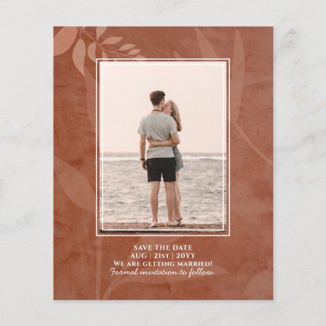 Terracotta Gold Photo Wedding Save the Date Flyer (Front)