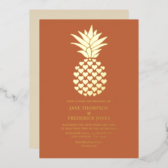 Terracotta & Gold Tropical Pineapple Wedding (Front/Back)