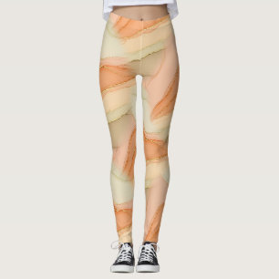 Terracotta Gold Vein Marble - Warm Luxury (4) Leggings