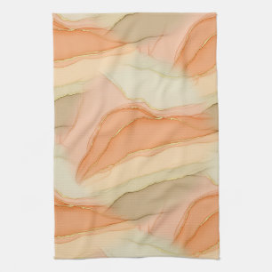 Terracotta Gold Vein Marble - Warm Luxury (4)      Tea Towel