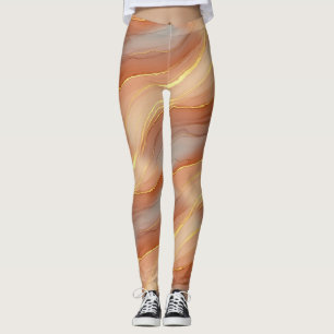 Terracotta Gold Vein Marble - Warm Luxury (5) Leggings