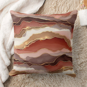 Terracotta Gold Vein Marble - Warm Luxury (7) Cushion