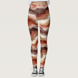 Terracotta Gold Vein Marble - Warm Luxury (7) Leggings
