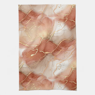 Terracotta Gold Vein Marble - Warm Luxury (9)      Tea Towel