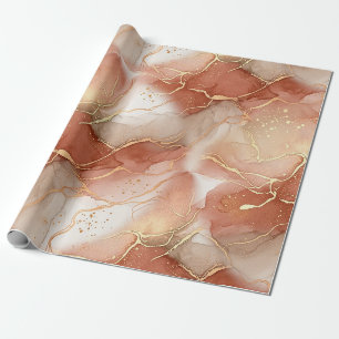 Terracotta Gold Vein Marble - Warm Luxury (9) Wrapping Paper