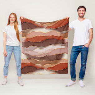Terracotta Gold Vein Marble - Warm Luxury Fleece Blanket