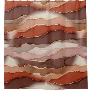 Terracotta Gold Vein Marble - Warm Luxury Shower Curtain