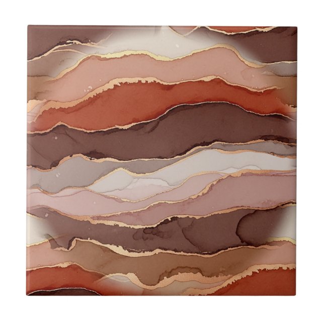 Terracotta Gold Vein Marble - Warm Luxury Tile (Front)