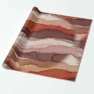 Terracotta Gold Vein Marble - Warm Luxury Wrapping Paper