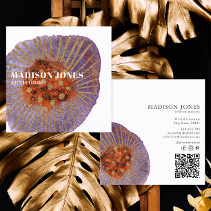 Terracotta Gold Watercolor Interior Designer Square Business Card