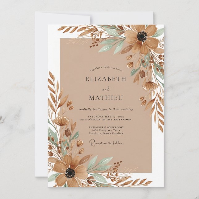 Terracotta Graceful Bohemian Wedding Invitation (Front)