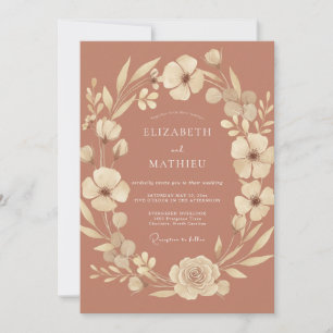 Terracotta Graceful Boho Wedding Invitation