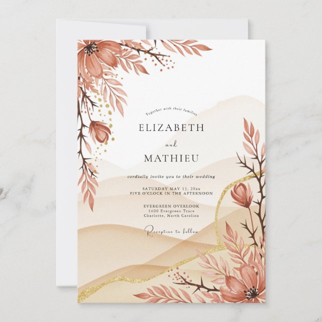 Terracotta Graceful Desert Wedding Invitation (Front)