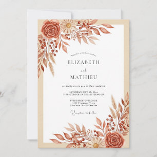 Terracotta Graceful Harvest Wedding Invitation