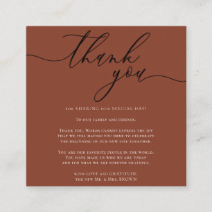 Terracotta Gratitude Styling Script Thank you Enclosure Card