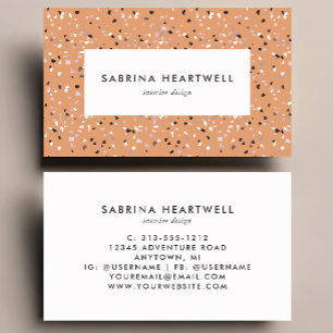 Terracotta Gray Terrazzo Pattern Interior Design Business Card