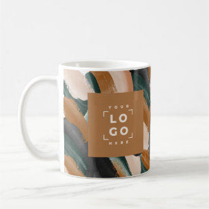 Terracotta, green abstract painted minimal modern coffee mug