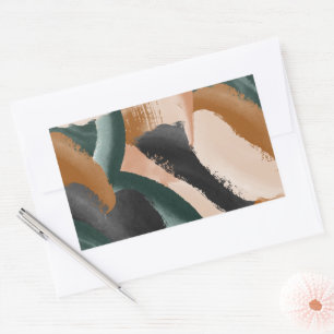 Terracotta, green abstract painted minimal modern  rectangular sticker