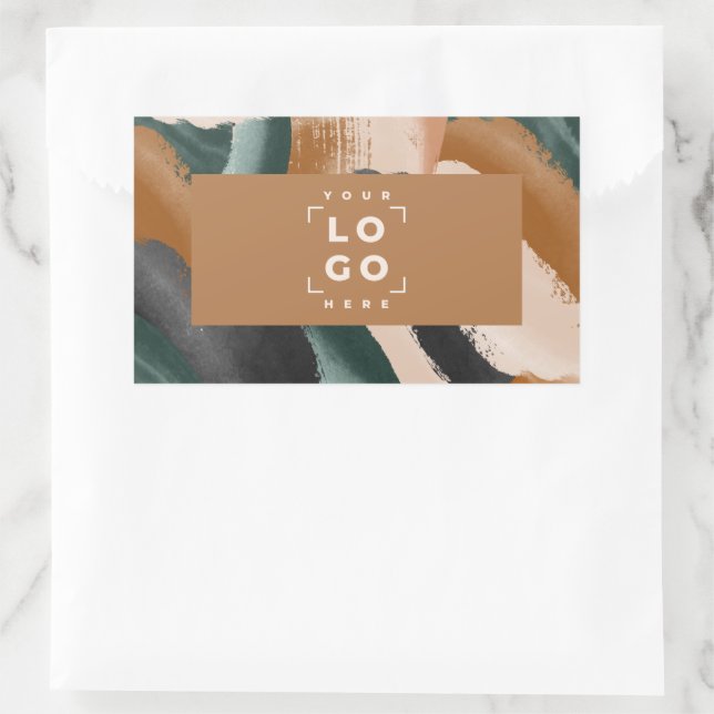 Terracotta, green abstract painted minimal modern  rectangular sticker (Bag)