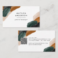Terracotta, green black abstract modern QR CODE