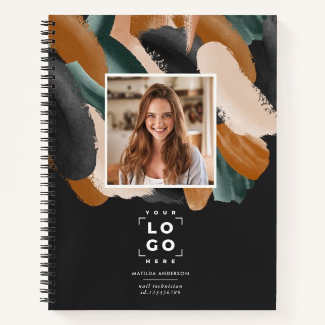 Terracotta green modern minimal photo abstract notebook (Front)