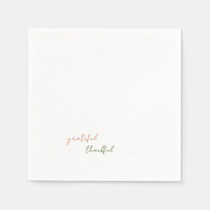 Terracotta & Green Script Grateful Thankful Napkin