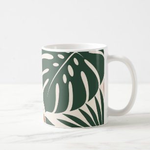 Terracotta Green Tropical Leaf Silhouette Coffee Mug