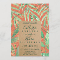 Terracotta Green Watercolor Leaves Kraft Wedding