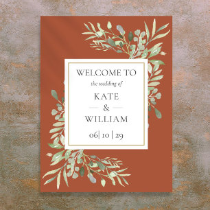 Terracotta Greenery Botanical Wedding Welcome Sign