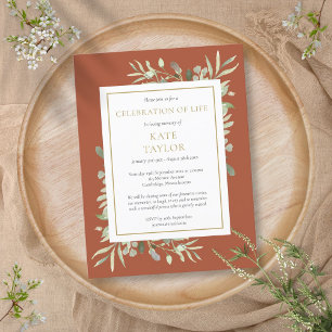 Terracotta Greenery Celebration of Life Invitation
