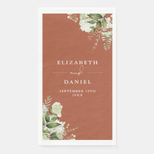 Terracotta Greenery Floral Elegant Wedding Napkin